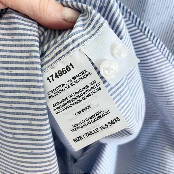 Scotch & Soda Amsterdam Blue/White Stripe Button-Down Shirt Men’s Sz 16.5 34/35 - Picture 12 of 13